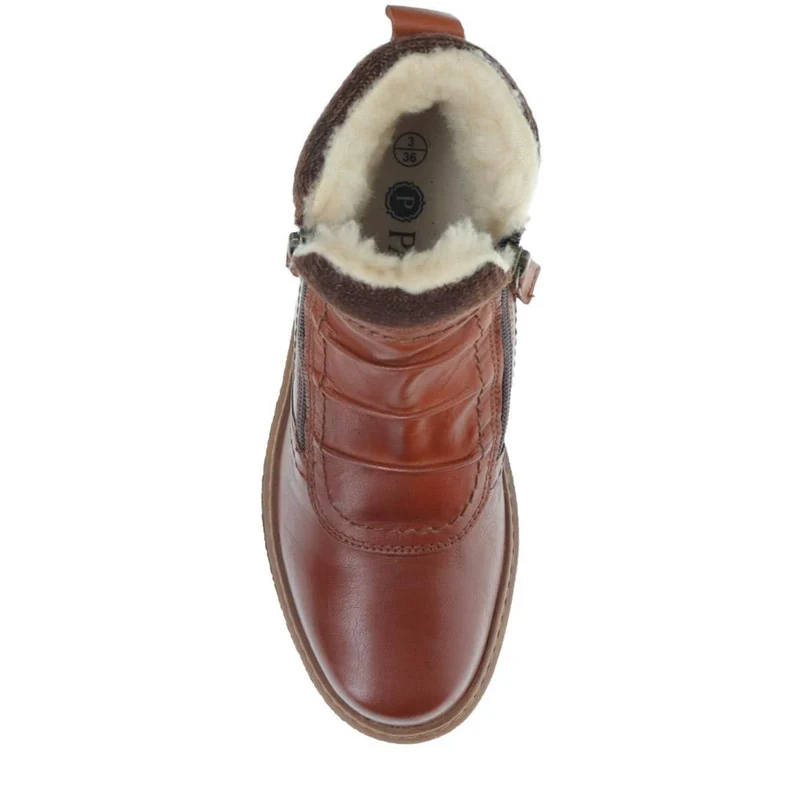 Faux-Fur-Lined Leather Boots - TEJ40007 / 326 419 - Tan