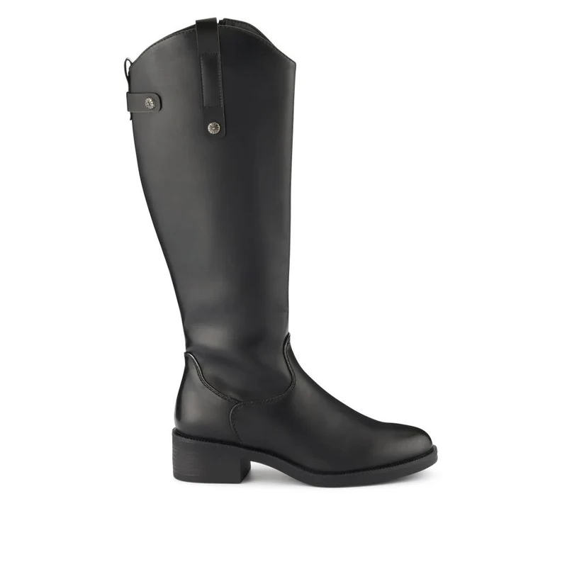 Block-Heeled Slip-On Long Boots - WOIL40015 / 325 916 - Black