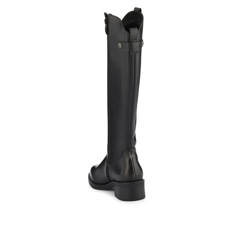 Block-Heeled Slip-On Long Boots - WOIL40015 / 325 916 - Black