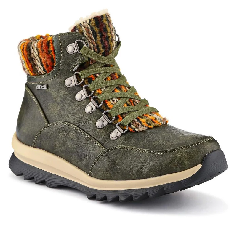 Wide-Fit Warm Ankle Boots - WBINS40213 / 326 404 - Khaki