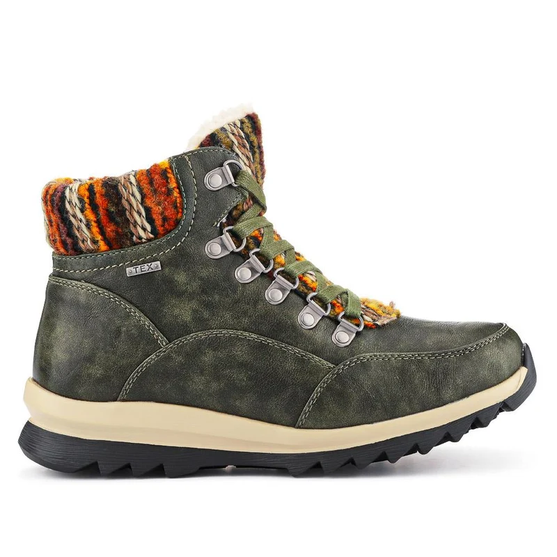 Wide-Fit Warm Ankle Boots - WBINS40213 / 326 404 - Khaki