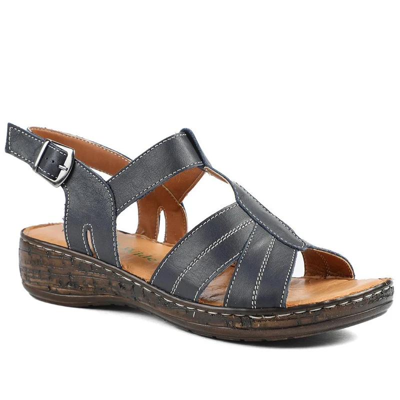 Leather Slingback Sandals With Buckle Fastening - LUCK43008 / 329 407
