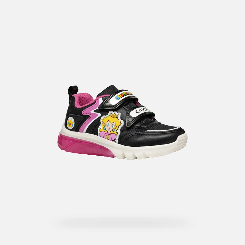 Geox Kinder Super Mario Leuchtende Turnschuhe - Schwarz / Fuchsia