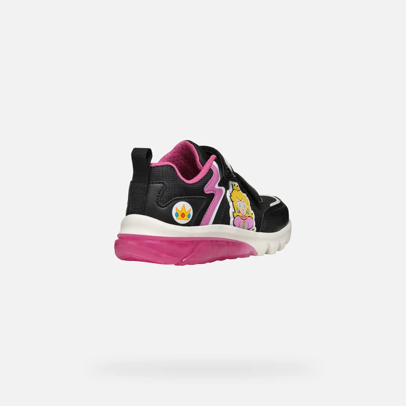 Geox Kinder Super Mario Leuchtende Turnschuhe - Schwarz / Fuchsia