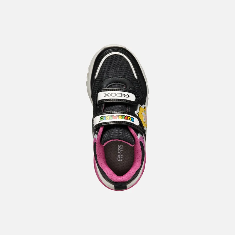 Geox Kinder Super Mario Leuchtende Turnschuhe - Schwarz / Fuchsia