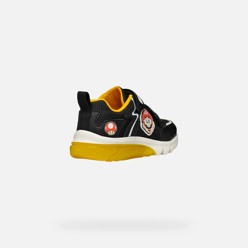 Geox Kinder Super Mario Leuchtende Turnschuhe - Schwarz / Gelb