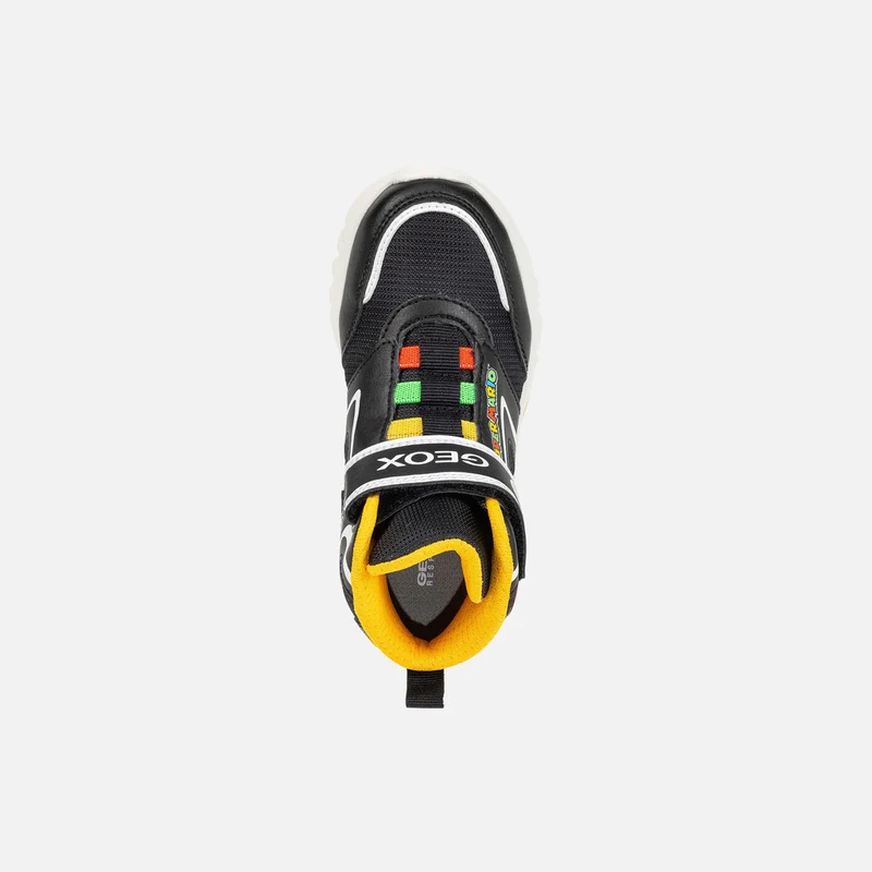 Geox Kinder Super Mario Leuchtende High-Top-Sneakers - Schwarz / Gelb