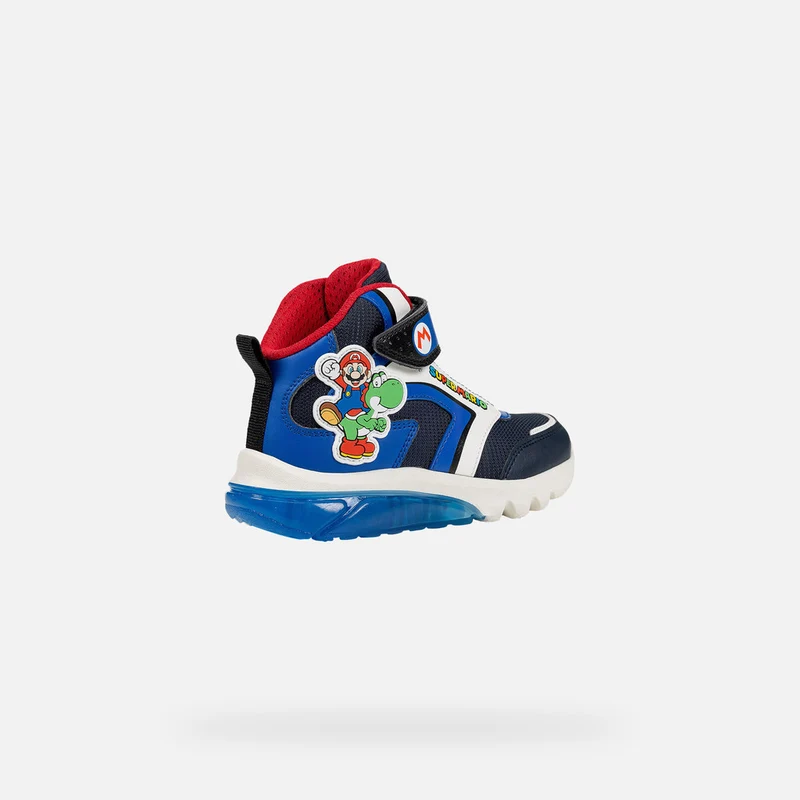 Geox Kinder Super Mario Leuchtende High-Top-Sneakers - Marineblau / Royalblau