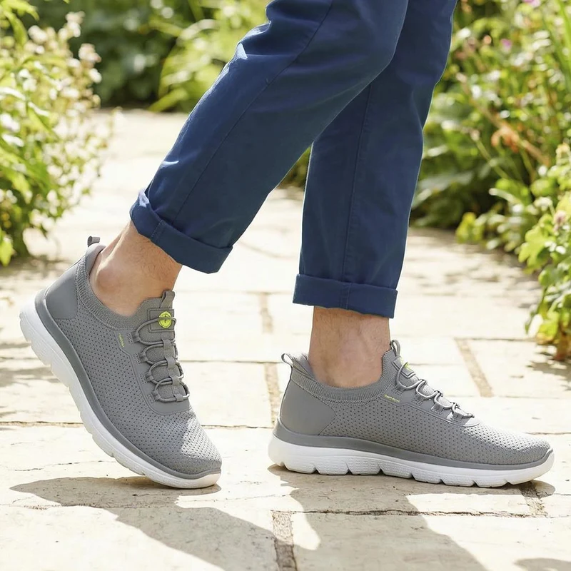 Easy Step In Wide Fit Memory Foam Lace Up Trainers - BOJIE43000 / 328 888 - Charcoal
