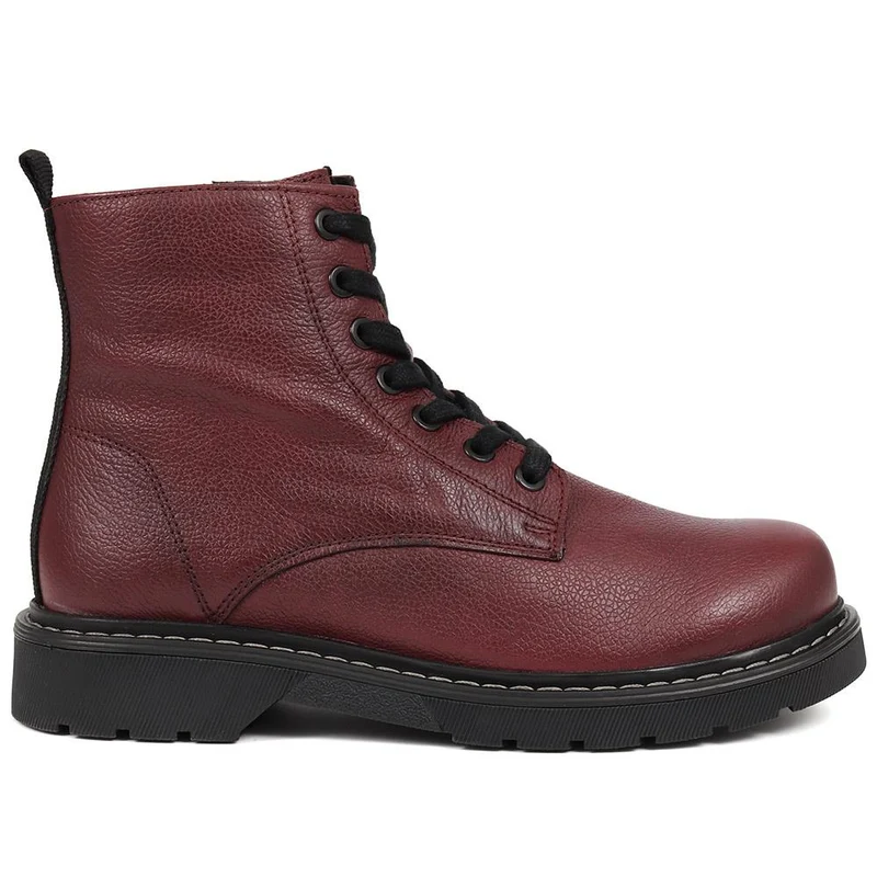 Leather Lace-Up Boots - BELRNB38017 / 324 504 - Bordeaux