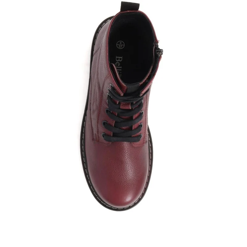 Leather Lace-Up Boots - BELRNB38017 / 324 504 - Bordeaux