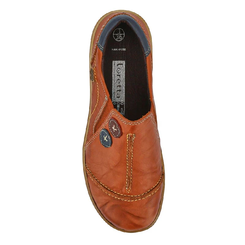 Elasticated Leather Slip-On Shoes - HAK41008 / 327 435 - Tan