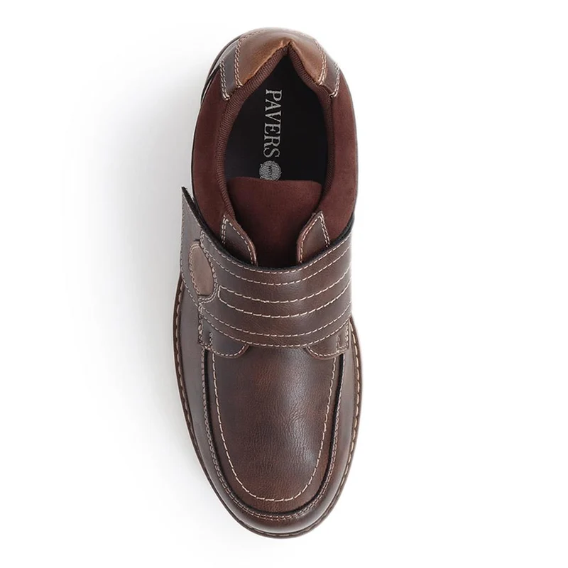 Wide Fit Touch-Fasten Trainers - WBINS40055 / 325 793 - Dark Brown