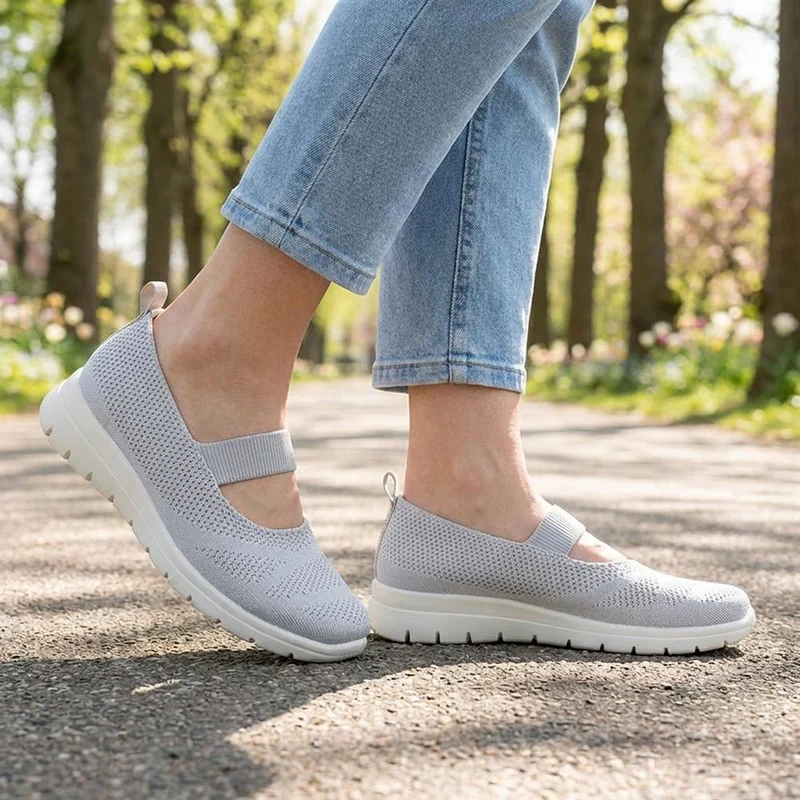 Fly Flot Elasticated Mary Janes - FLY43003 / 328 642 - Light Grey