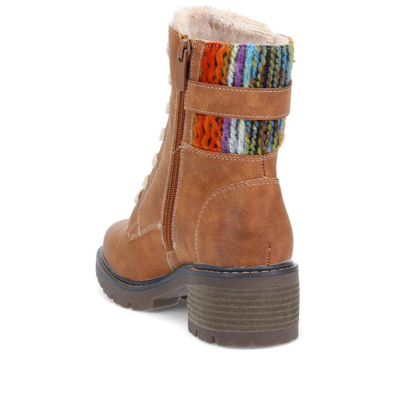 Chunky-Laced Ankle Boots - SUPRE40009 / 326 254 - Cognac
