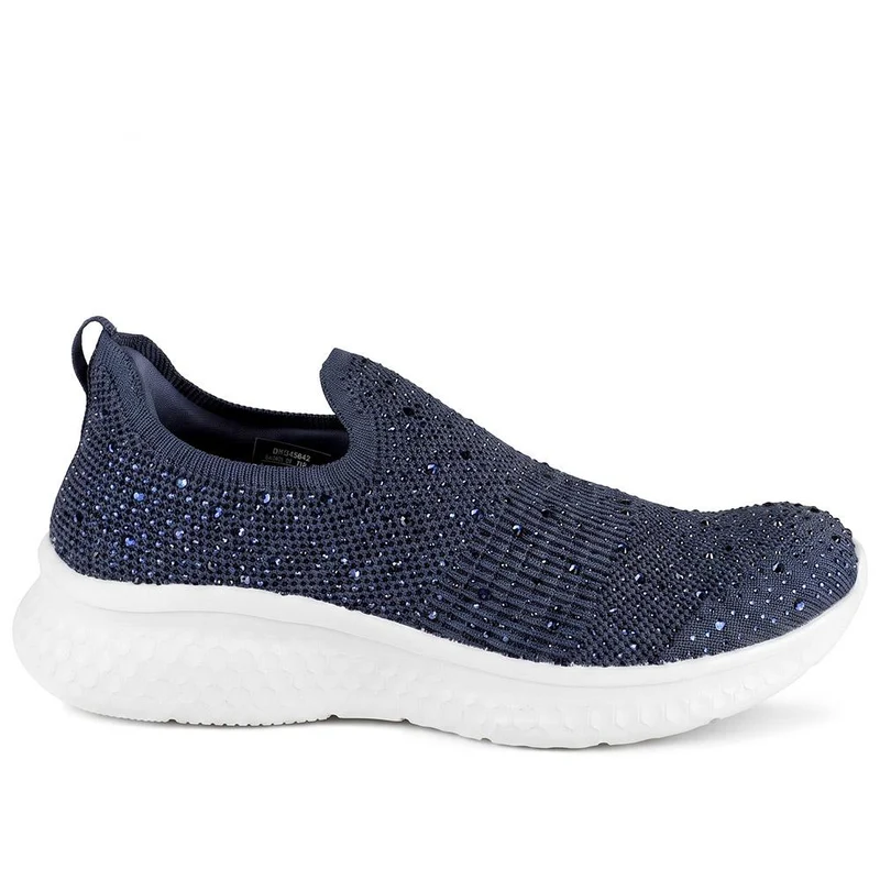 Wide Fit Memory Foam Easy Step In Trainers - BRK43042 / 329 071 - Navy