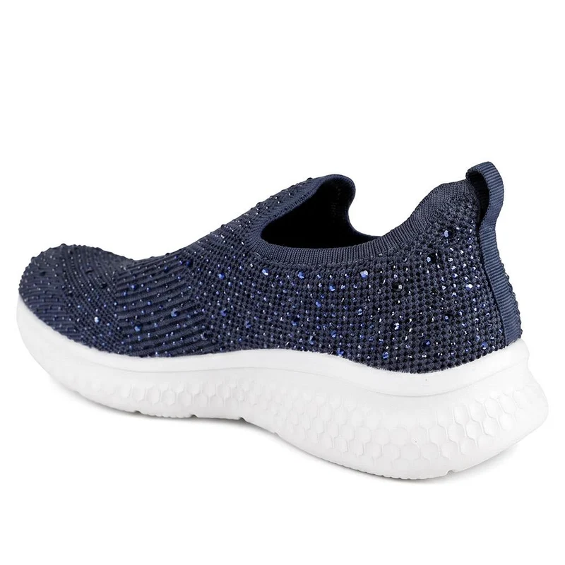 Wide Fit Memory Foam Easy Step In Trainers - BRK43042 / 329 071 - Navy