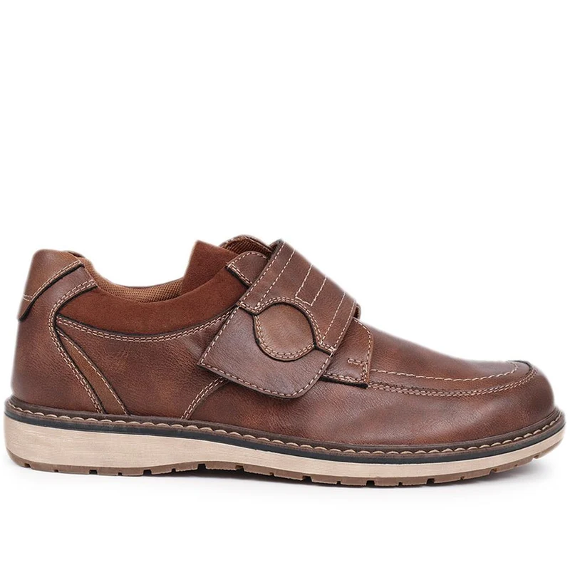 Wide Fit Touch-Fasten Trainers - WBINS40055 / 325 793 - Brown