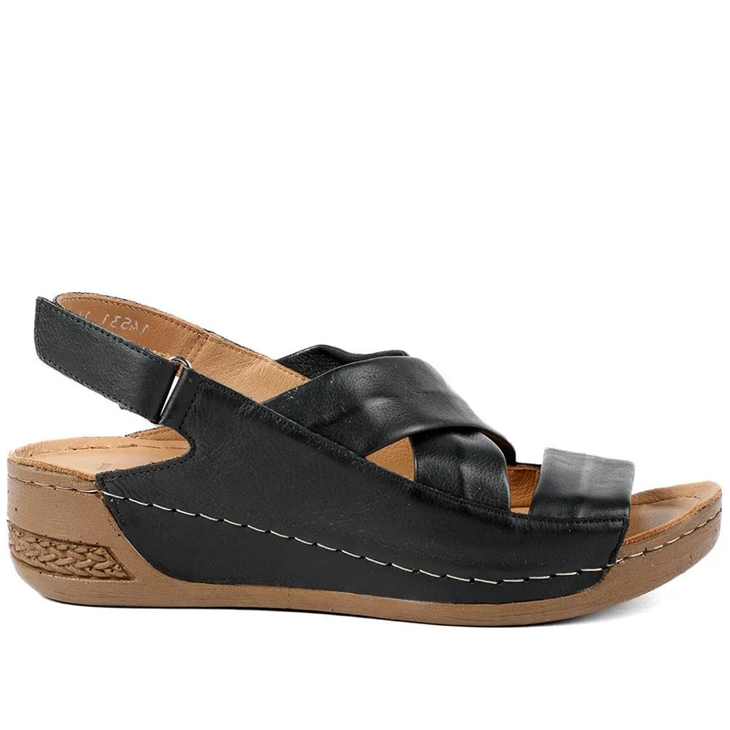 Leather Wedge Sandals - AS43000 / 329 299 - Black