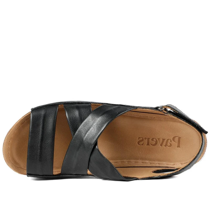 Leather Wedge Sandals - AS43000 / 329 299 - Black
