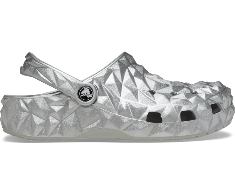 CROCS Unisex Klassischer Metallic-Clog mit geometrischem Muster - Silber