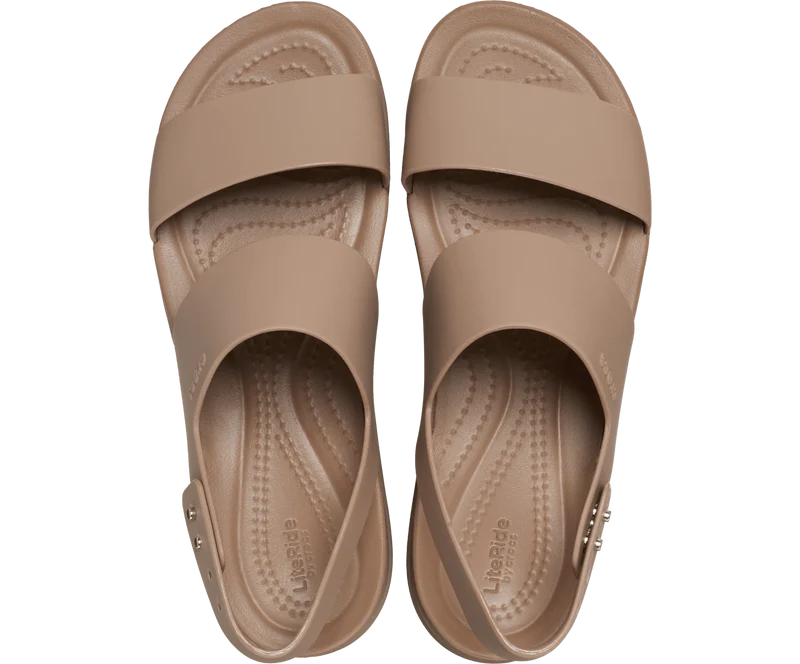 Crocs Brooklyn Sandalen mit niedrigem Keilabsatz für Damen - Latte / Pilz