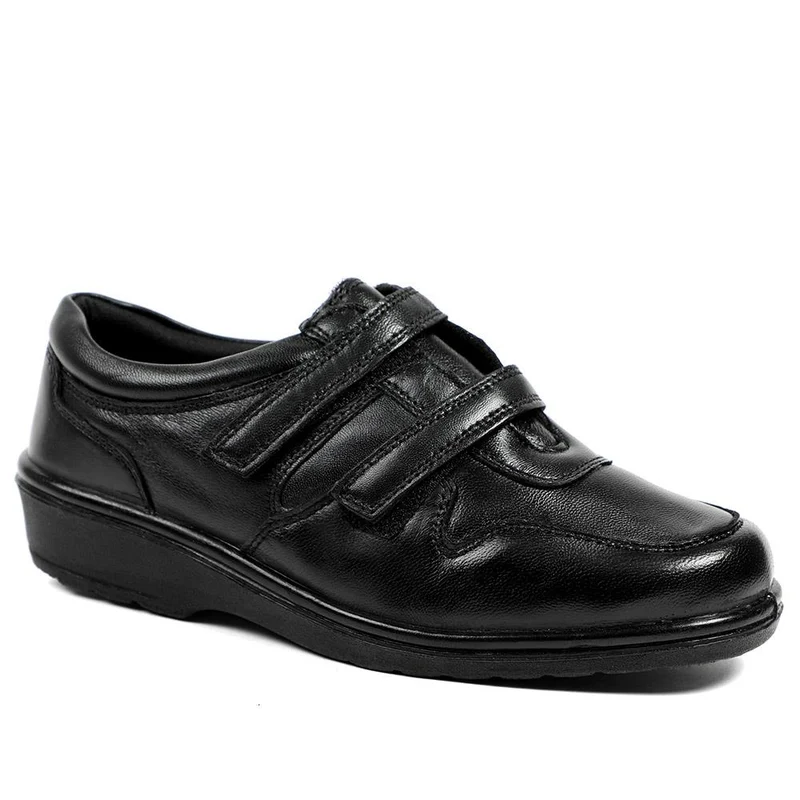 Wide Fit Leather Adjustable Fit Shoes - RAJA42001 / 328 599 - Black