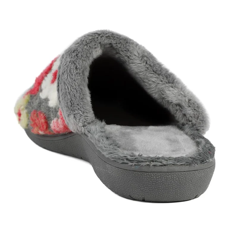 Soft Floral Mule Slippers - FEVI43002 / 329 504 - Grey Multi