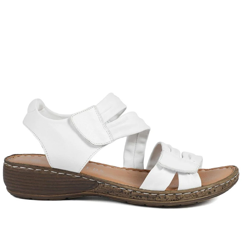 Leather Comfort Sandals with Touch Fastening - LUCK43000 / 329 418 - White