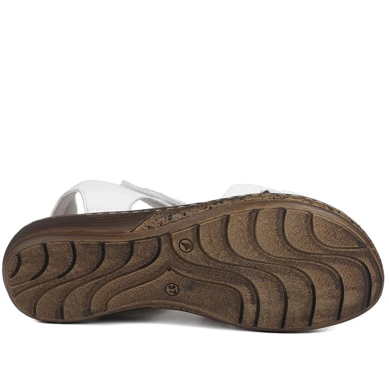 Leather Comfort Sandals with Touch Fastening - LUCK43000 / 329 418 - White