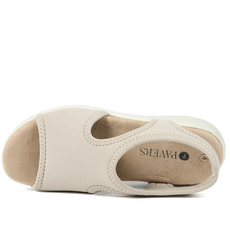 Stretch Comfort Sandals with Cushioned Insole - POLY43001 / 329 021 - Beige