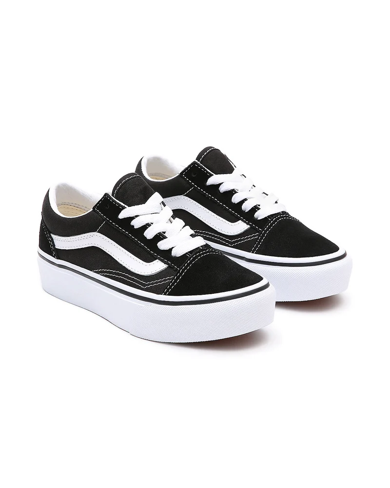 VANS Old Skool Plateau-Sneaker für Kinder – Schwarz/True White