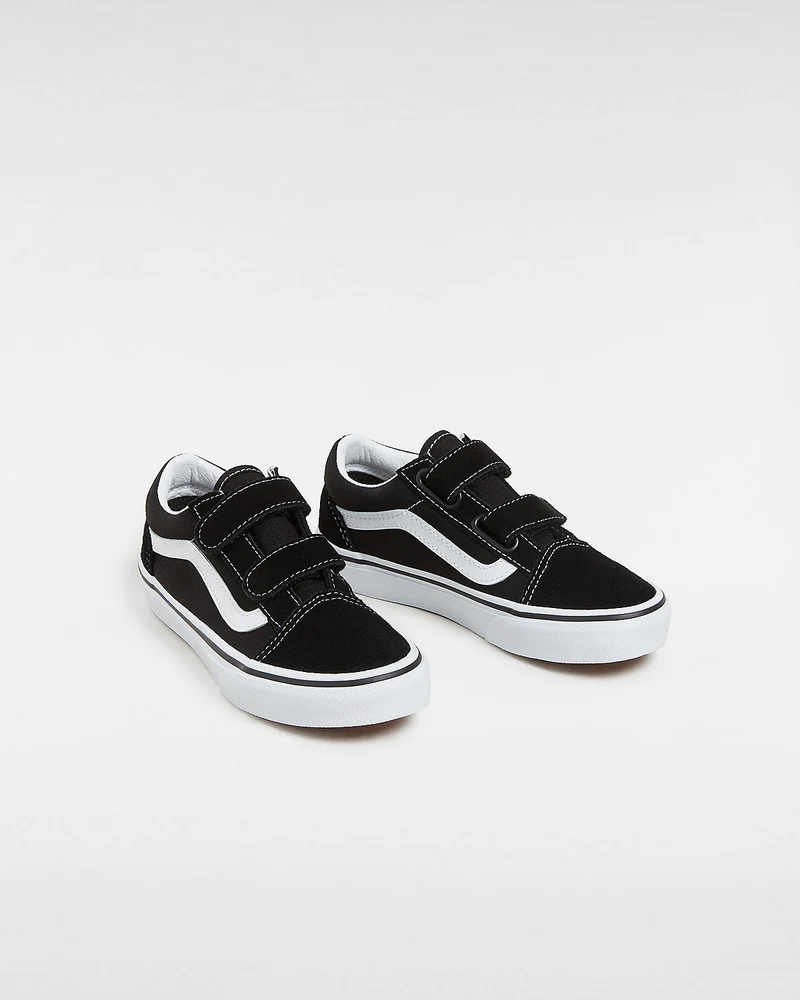 VANS Old Skool V Klett-Sneaker für Kinder – Schwarz/True White