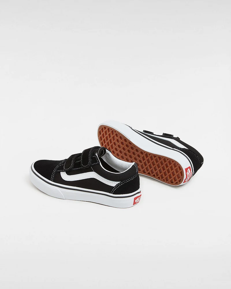 VANS Old Skool V Klett-Sneaker für Kinder – Schwarz/True White