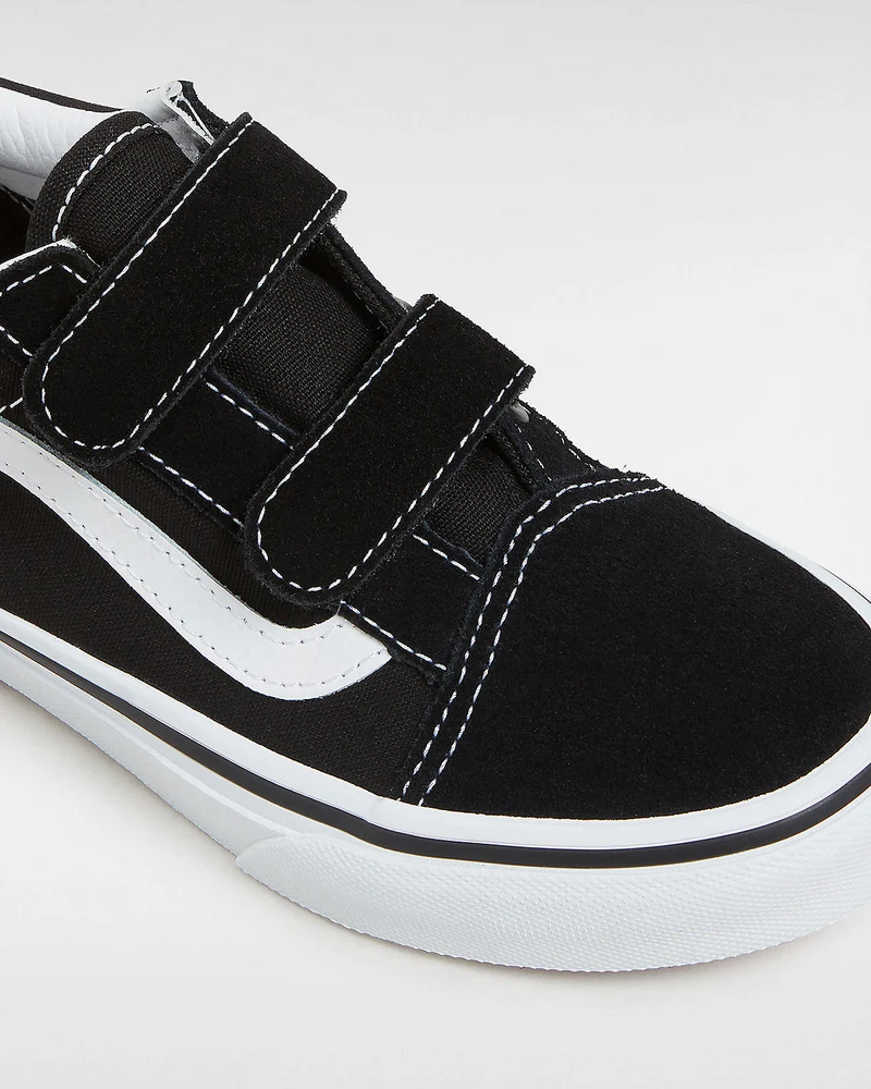 VANS Old Skool V Klett-Sneaker für Kinder – Schwarz/True White