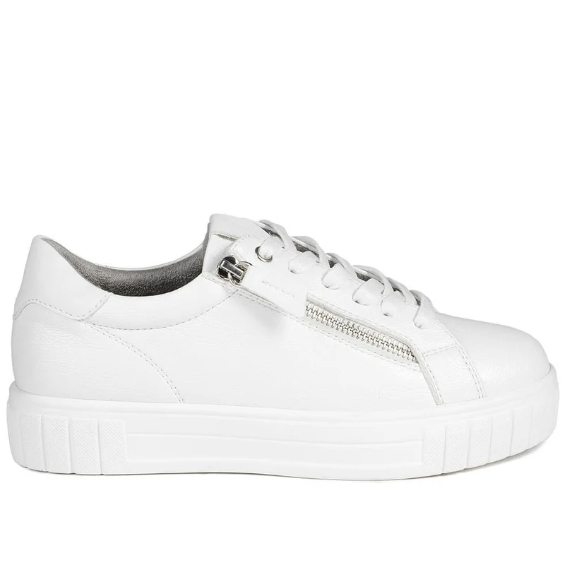 Bellissimo Wide Fit Zip & Lace Trainers - BELWBINS43024 / 328 919 - White
