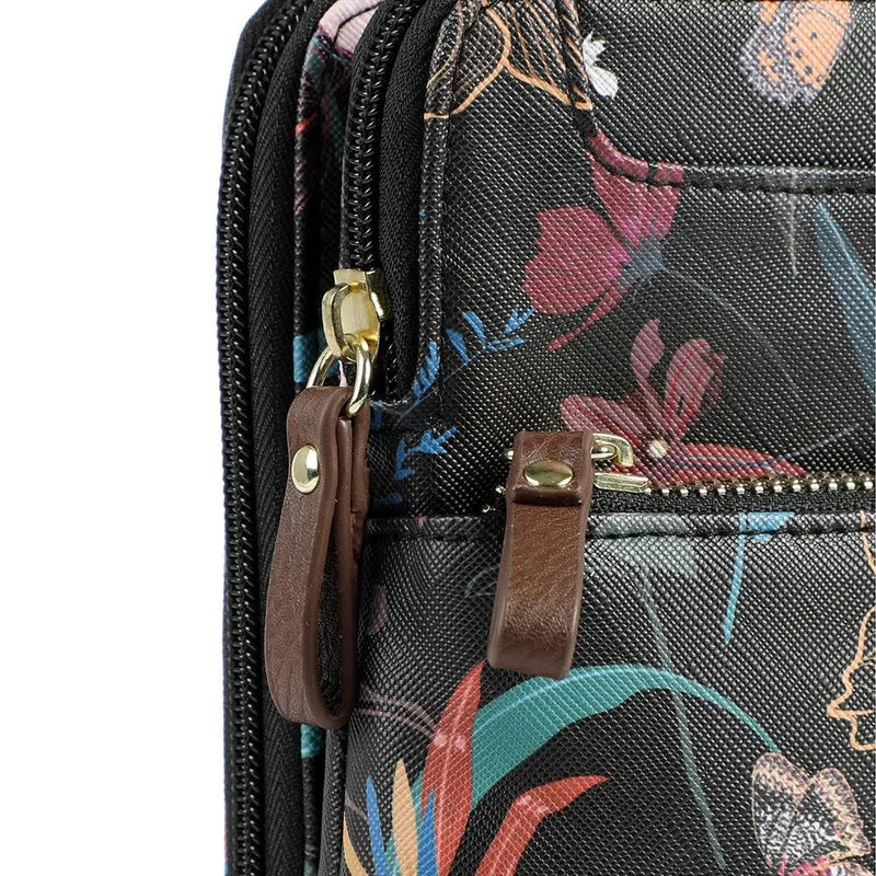 Adjustable Floral Cross-Body Bag - JEWN41000 / 326 888 - Black Floral
