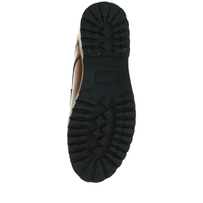 Chunky Leather Lace-up Shoes - TEJ40001 / 325 974 - Cognac