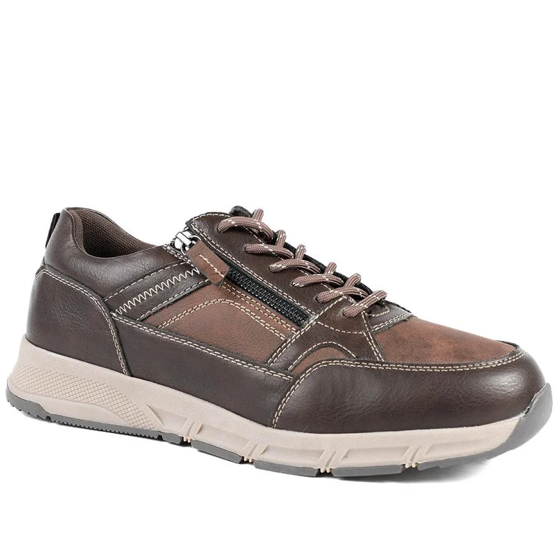 Wide Fit Zip & Lace Fasten Casual Trainers - WBINS42069 / 327 866