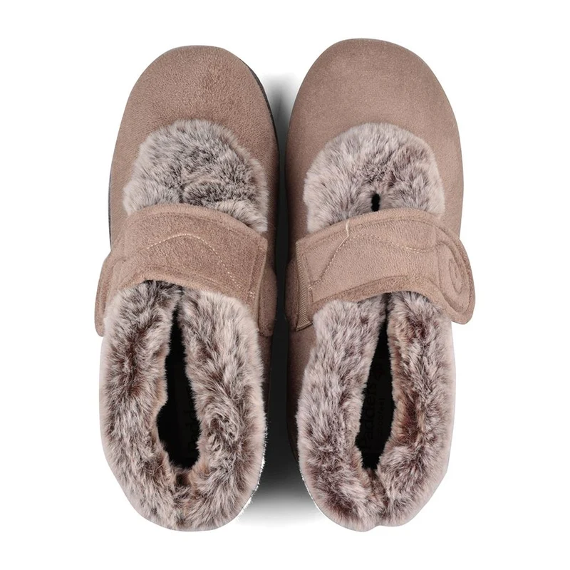 Padders Ladies Slippers 2E Fit Vulcanised - HUSH - Hush / null - Taupe Combi