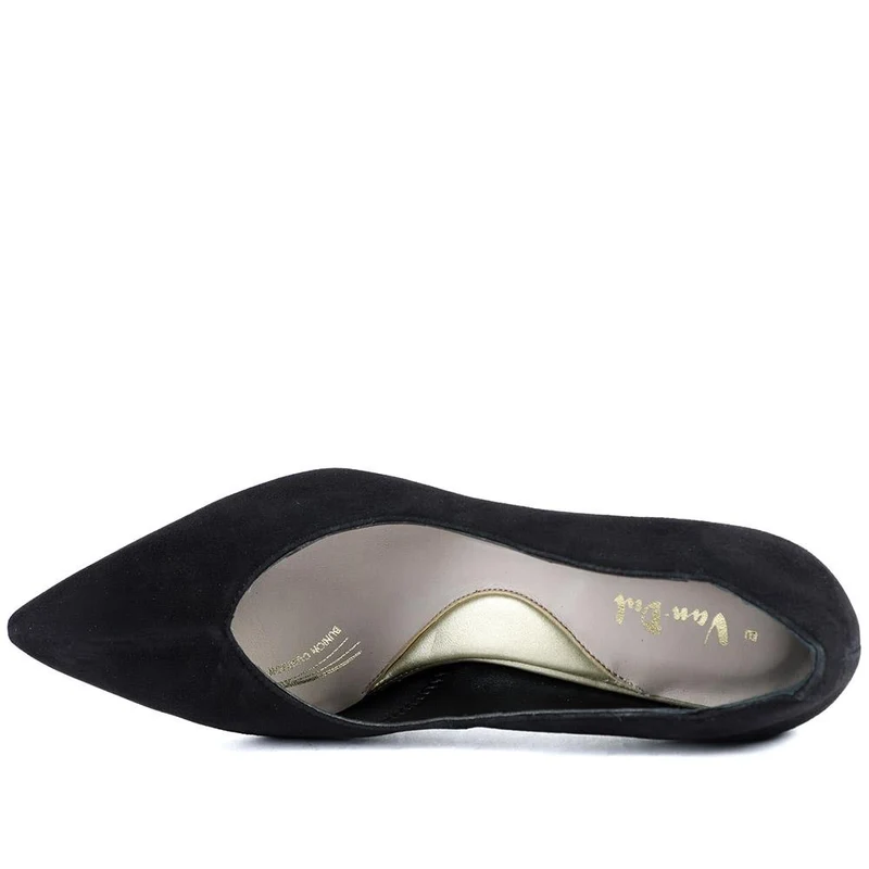 Van Dal Stella Wide Fit Leather Court Shoes - GUP42506 / 328 844 - Black Suede