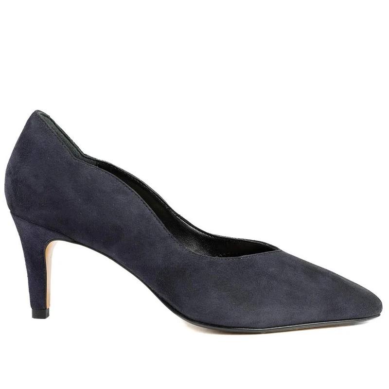Van Dal Stella Wide Fit Leather Court Shoes - GUP42506 / 328 844 - Navy Suede