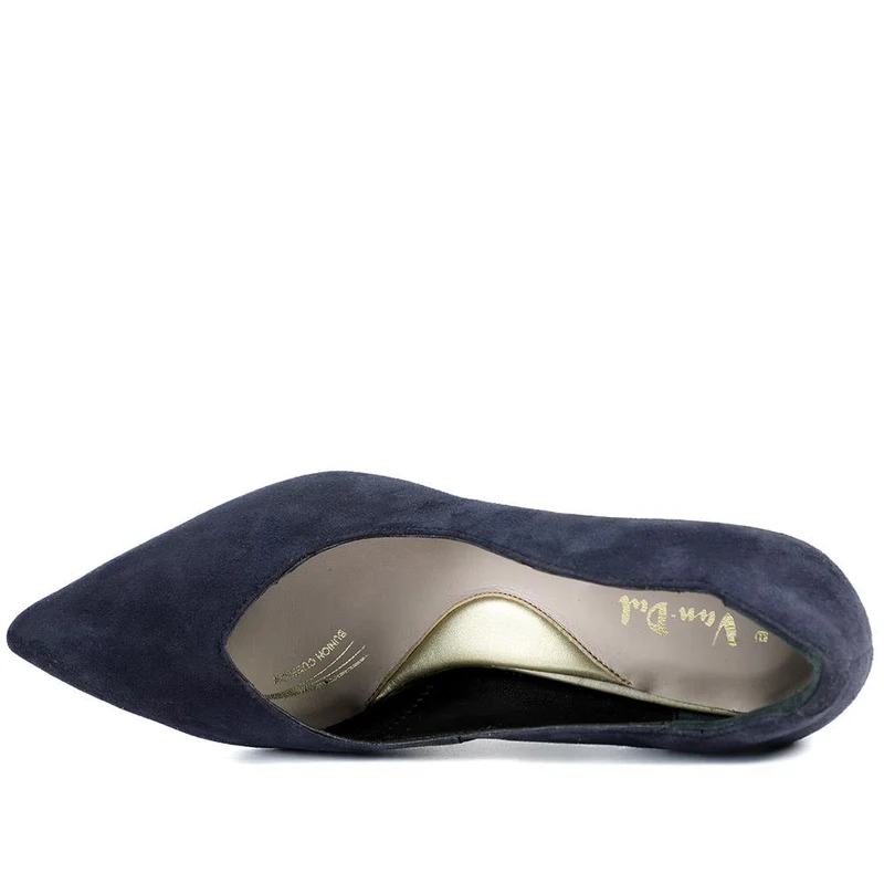 Van Dal Stella Wide Fit Leather Court Shoes - GUP42506 / 328 844 - Navy Suede