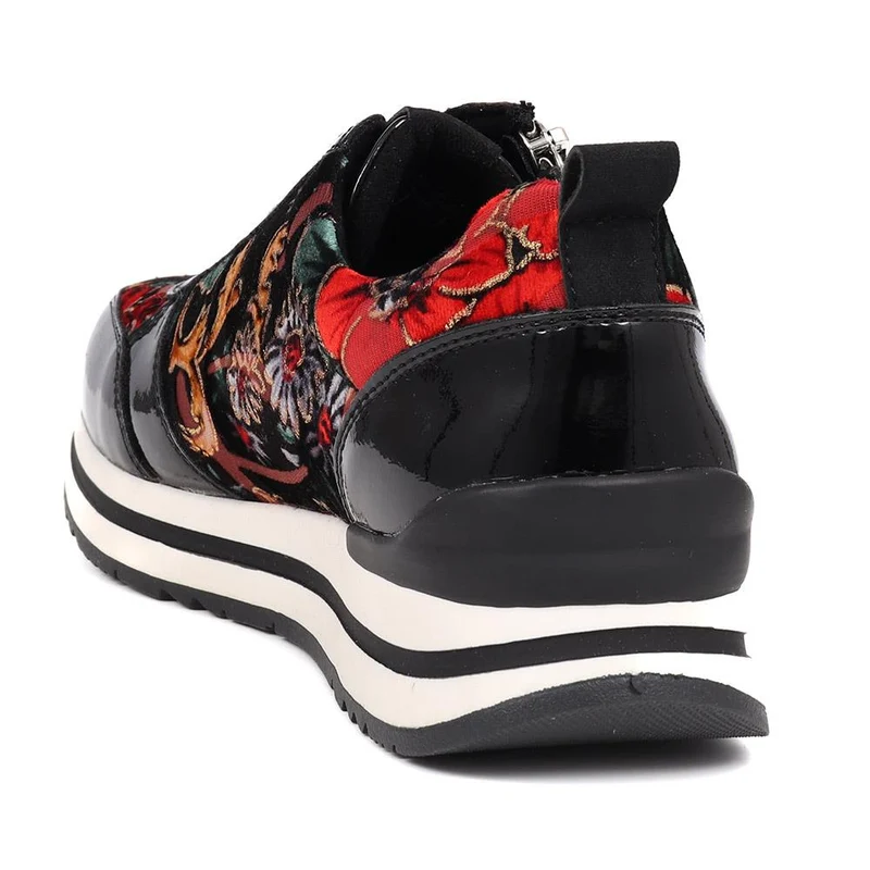 Zip-Up Laced Trainers - WBINS39070 / 325 159 - Black Floral