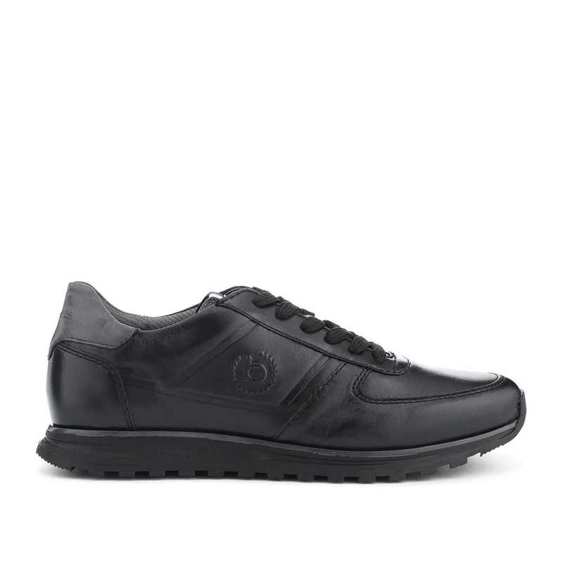 Casual Leather Lace-Up Trainers - BUG42501 / 327 671 - Black