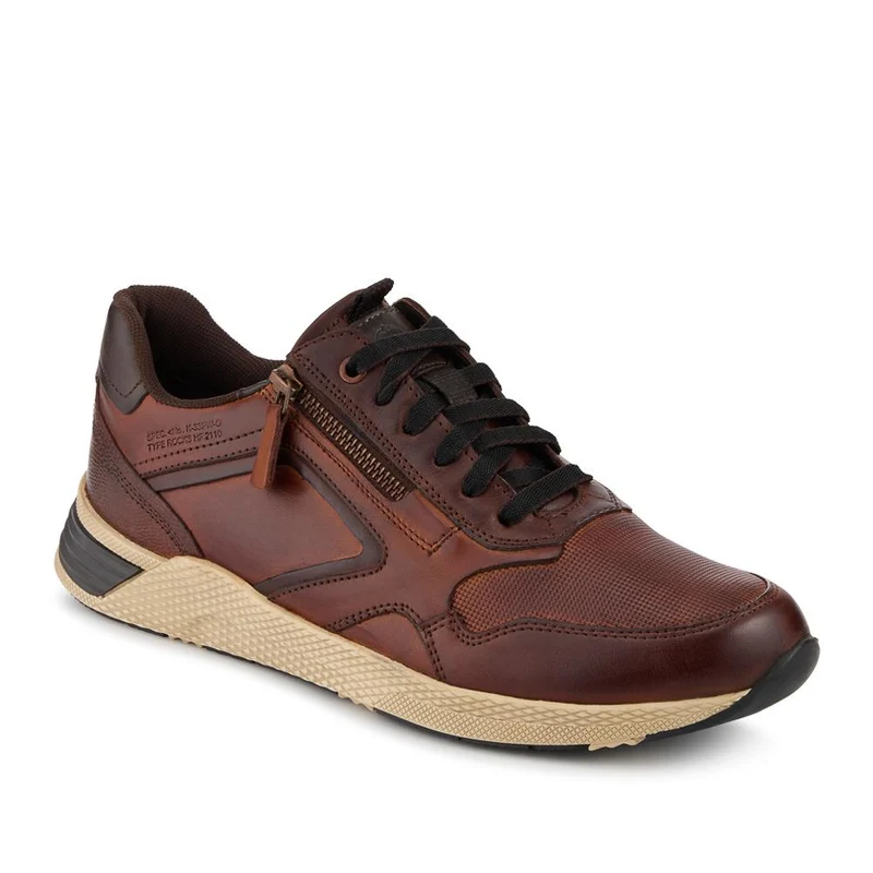 Leather Zip & Lace Up Sporty Trainers - PARK42054 / 328 398