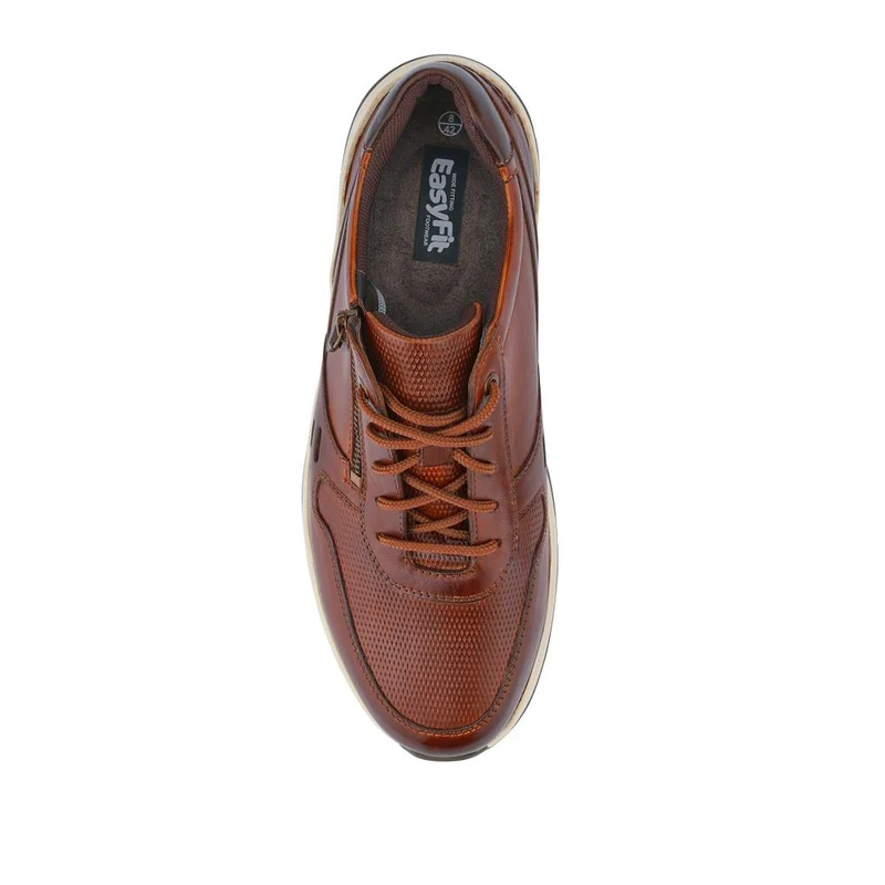Extra-Wide Dual-Fit Leather Trainers - JOEL / 327 275 - Cognac
