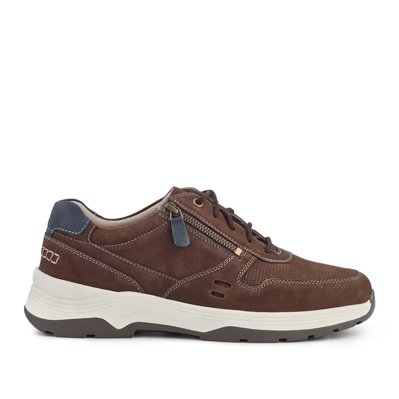 Extra-Wide Dual-Fit Leather Trainers - JOEL / 327 275 - Brown