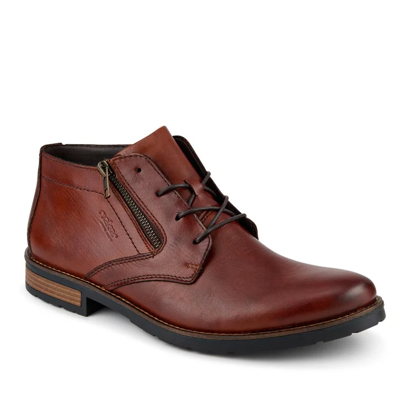 Rieker Zip & Lace Leather Shoes - RKR42502 / 327 703 - Tan
