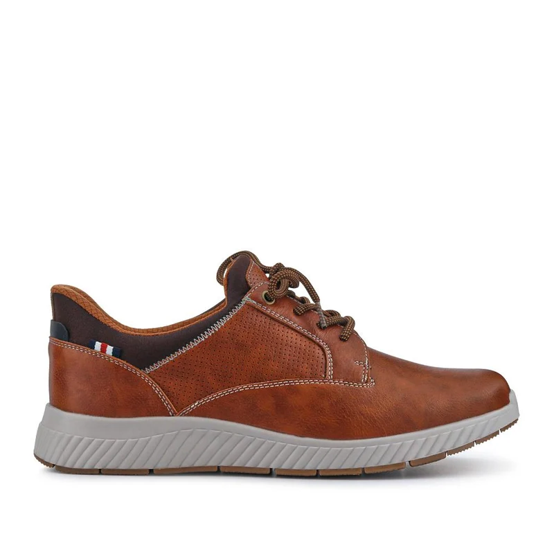 Wide Fit Casual Laced Slip-On Shoes - GANG41017 / 327 576 - Tan